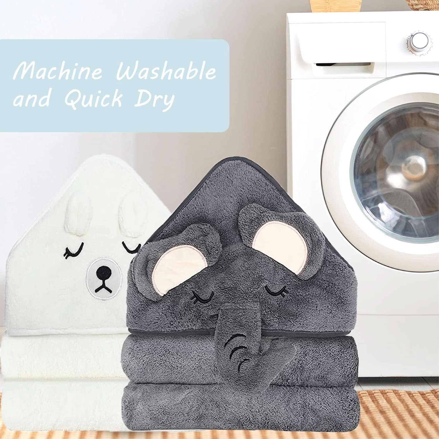 Pack de 2 serviettes de bain à capuche 80 x 80 cm Mère et Enfant Naty Shop