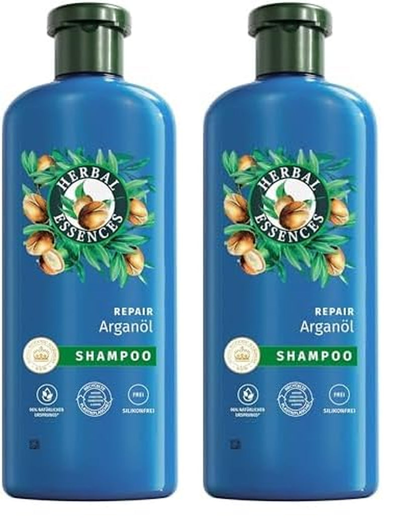 Herbal Essences Mască reparatoare pentru păr cu ulei de argan 300ml. De la păr deteriorat la păr mai neted și mai strălucitor. Îngrijire intensivă. Cu ingrediente de origine naturală. Vegan Masca de par Naty Shop 350 Ml (pachet de 2) Șampon