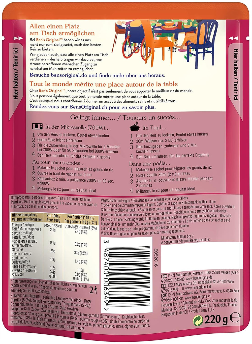 BEN'S ORIGINAL™ Riz express mexicain 6 x 220g