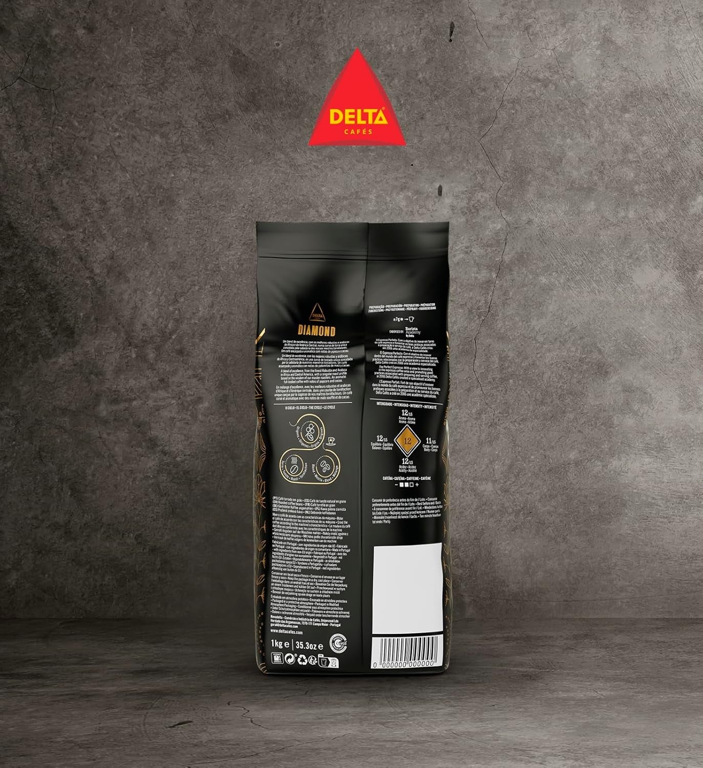 Delta Cafés - Café en Bois Diamant - 2 Packungen à 1 kg - Intensité 8 - Mélange de café en bois et de Robusta Arabica - Sehraromaticisch mit Noten von gerösteten Nüssen