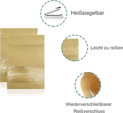 Kleine Wiederverschließbare Samen Münze Umschläge Taschen Mit Klarem Fenster Brown Kraftpapier Heat Seal Pakete Für Münzen Blume Gemüse Samen Lagerung Probe Taschen (100, 7X9Cm)
