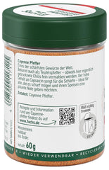 Fuchs Gewürze - Poivre de Cayenne gemahlen - pour un scharfen Geschmack dans toutes sortes de plats - ingrédients naturels - 60 g dans wiederverwendbarer, recyclebarer Dose