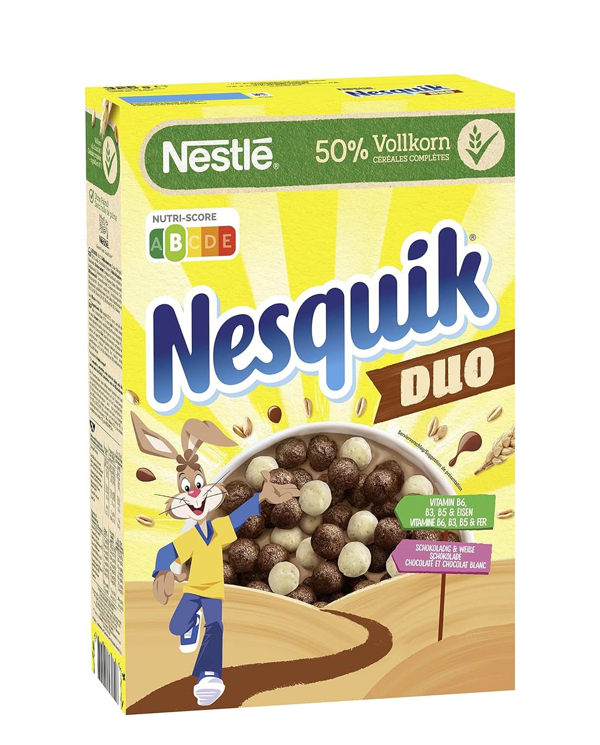 NESTLE Nesquik Duo, Céréales au Chocolat Noir et Blanc avec Farine Complète, Paquet de 7 x 325 Grammes Céréales Naty Shop