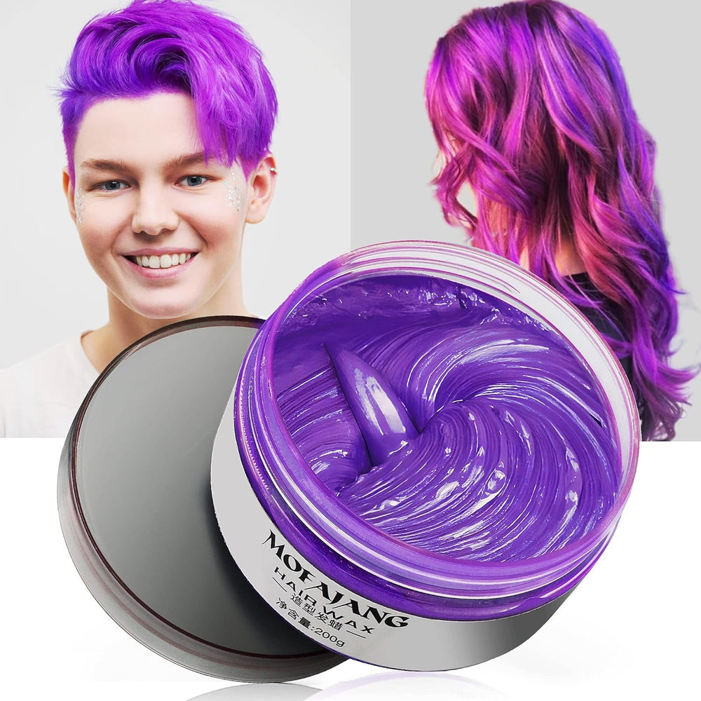 Coloration capillaire temporaire, ton de cheveux coiffant pour hommes femmes, pommade capillaire naturelle, cire de teinture capillaire pour fête, cosplay et Halloween, 4,23 oz (gris argenté) Naty Shop Coloration capillaire violette