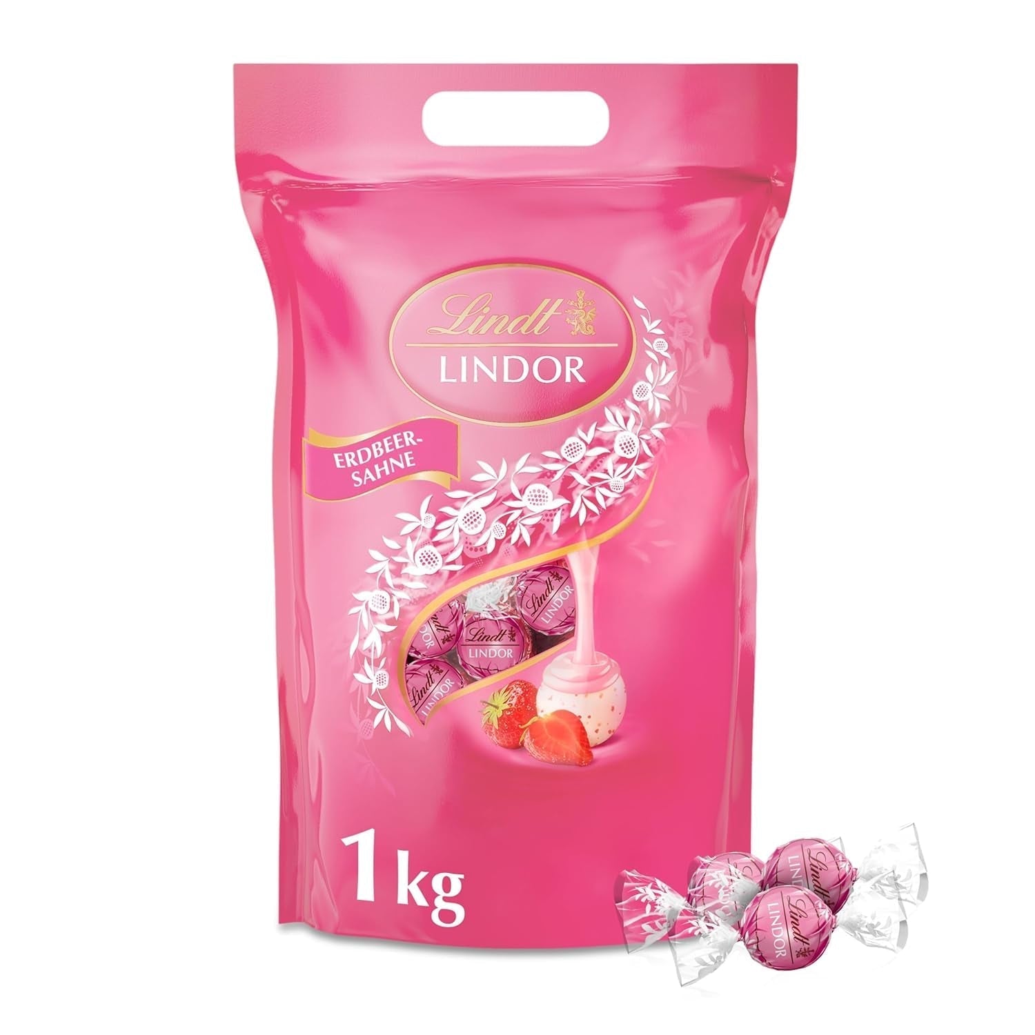 Lindt 15 Inimioare din Ciocolata, 300 grame Bomboane de Ciocolata Naty Shop Ciocolata cu crema de capsuni