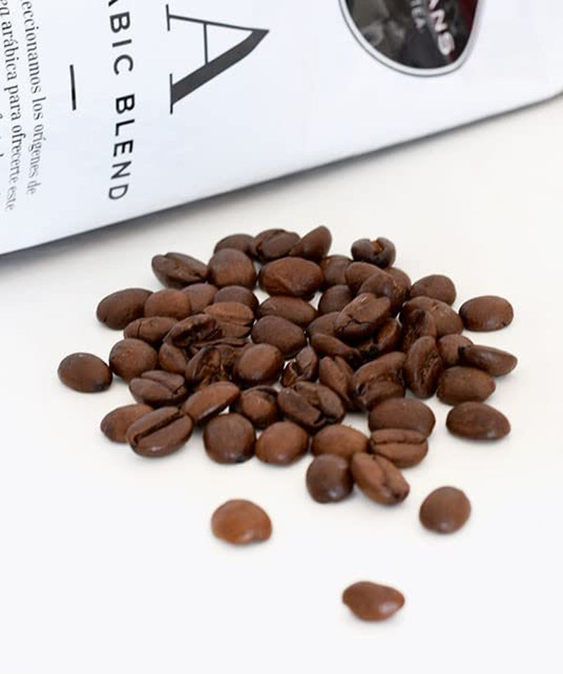 Café en grains Marabans Arabic Blend, paquet de 1 kg - ARABICA 80% ROBUSTA : 20% - Texture crémeuse - Torréfaction 100% naturelle