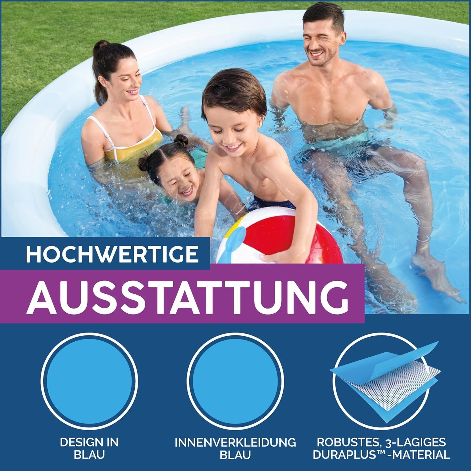 Set piscină supraterană Bestway Fast Set cu pompă de filtrare Ø 305 x 66 cm, albastră, rotundă