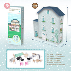 Deqube 913D00016 Maison de poupée en bois, 4 étages, Premium