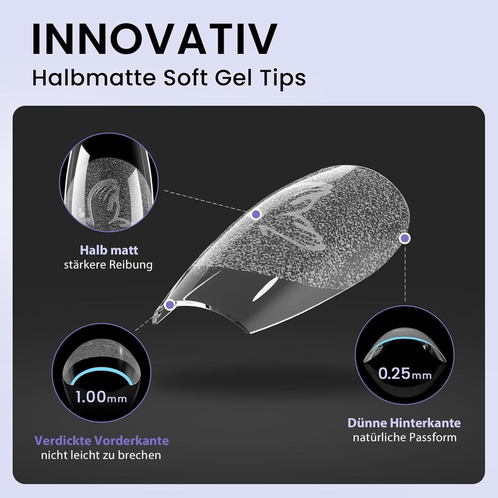 Btartbox Faux-ongles en amande extra courts - Gel à couverture complète X Soft XS - Semi-mat préformé pour salon d'ongles larges 320 pièces