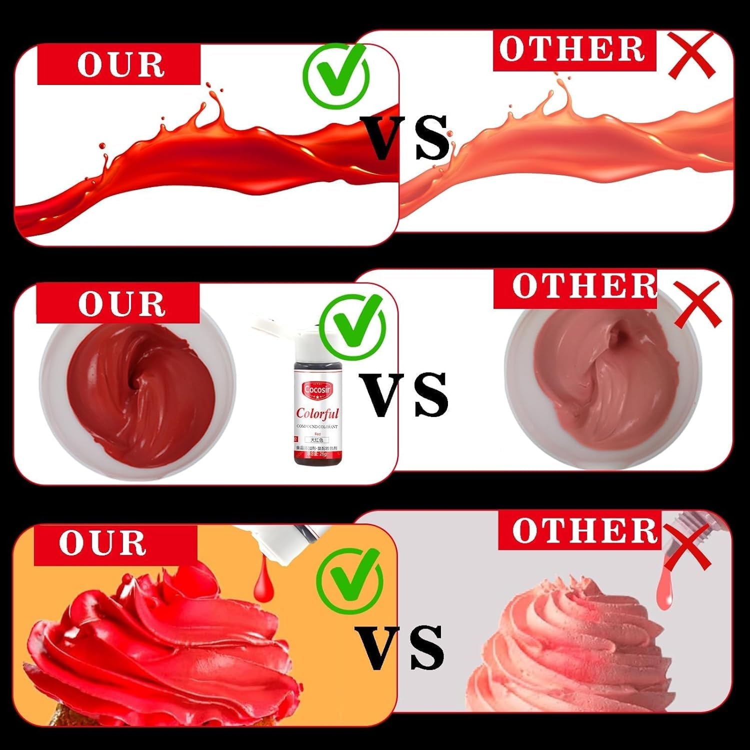 Colorant alimentaire rouge, colorant alimentaire concentré 26 g, colorant alimentaire à base d'huile, colorant alimentaire concentré sans sucre, colorant alimentaire liquide pour pâtisserie – pour beurre de cacao, crème au beurre