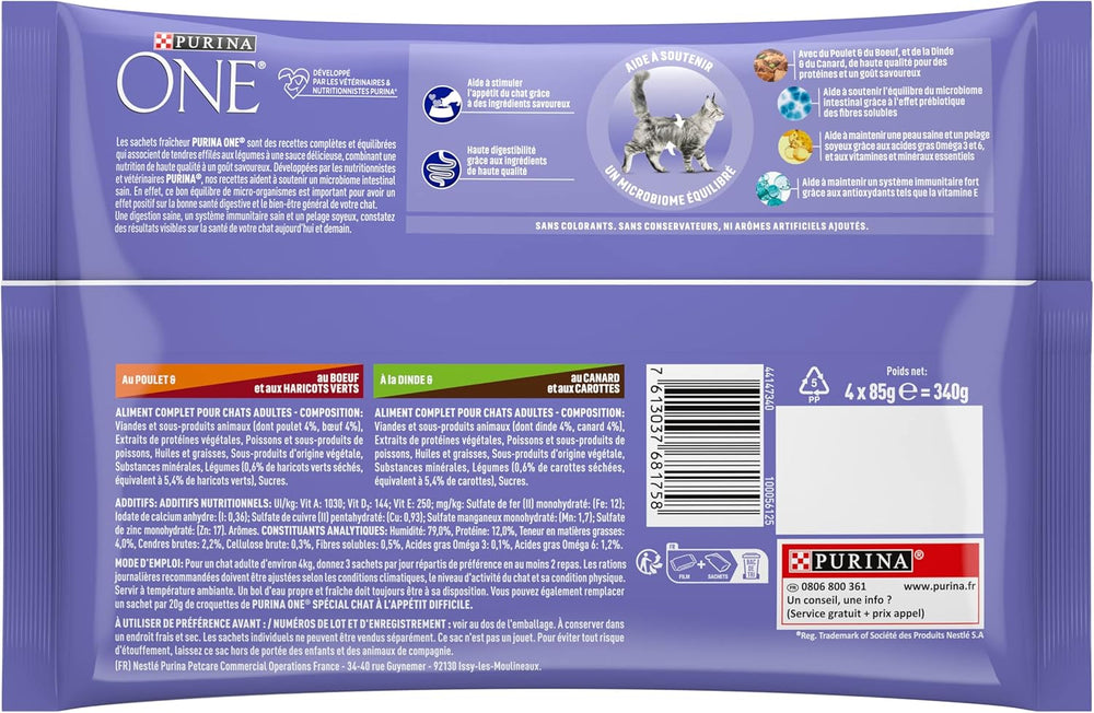 Purina One - Pâtes spéciales en sauce couenne/cuisson/entrée et dinde pour petits plats avec appétit, 340 g