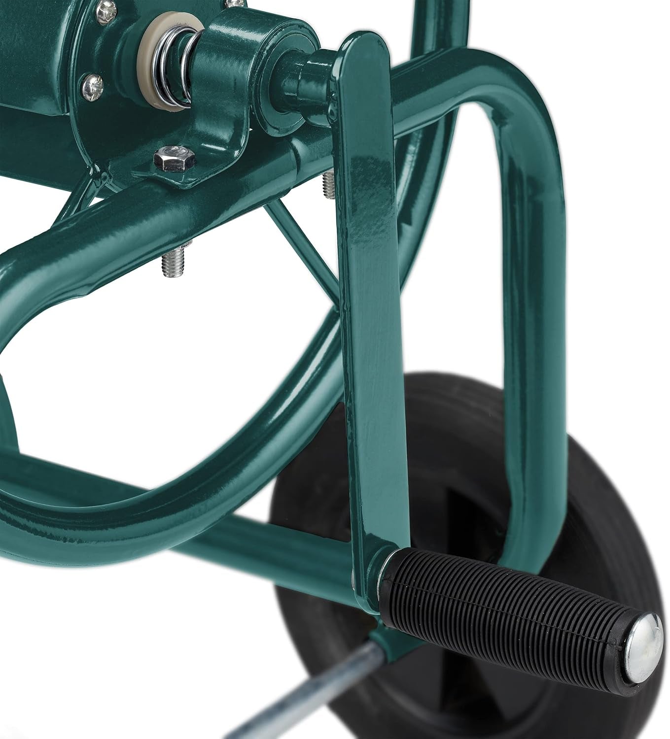 Relaxdays Dévidoir Jusqu'à 60 M 4 Pneus En Caoutchouc Plein Accouplement Click Enrouleur De Tuyau En Métal Dévidoir De Tuyau Vert