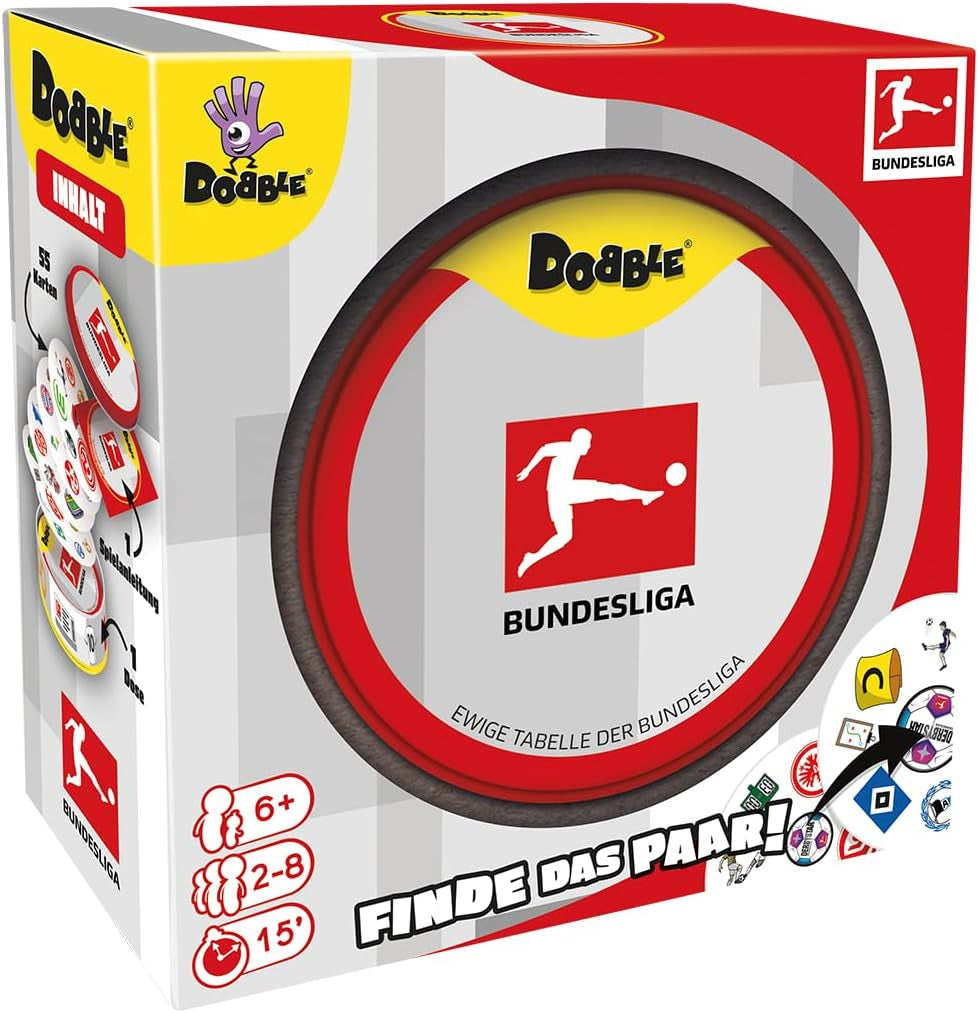 Dobble Bundesliga, jeu familial, jeu de cartes, 2-8 joueurs, à partir de 6 ans, 15 minutes, allemand
