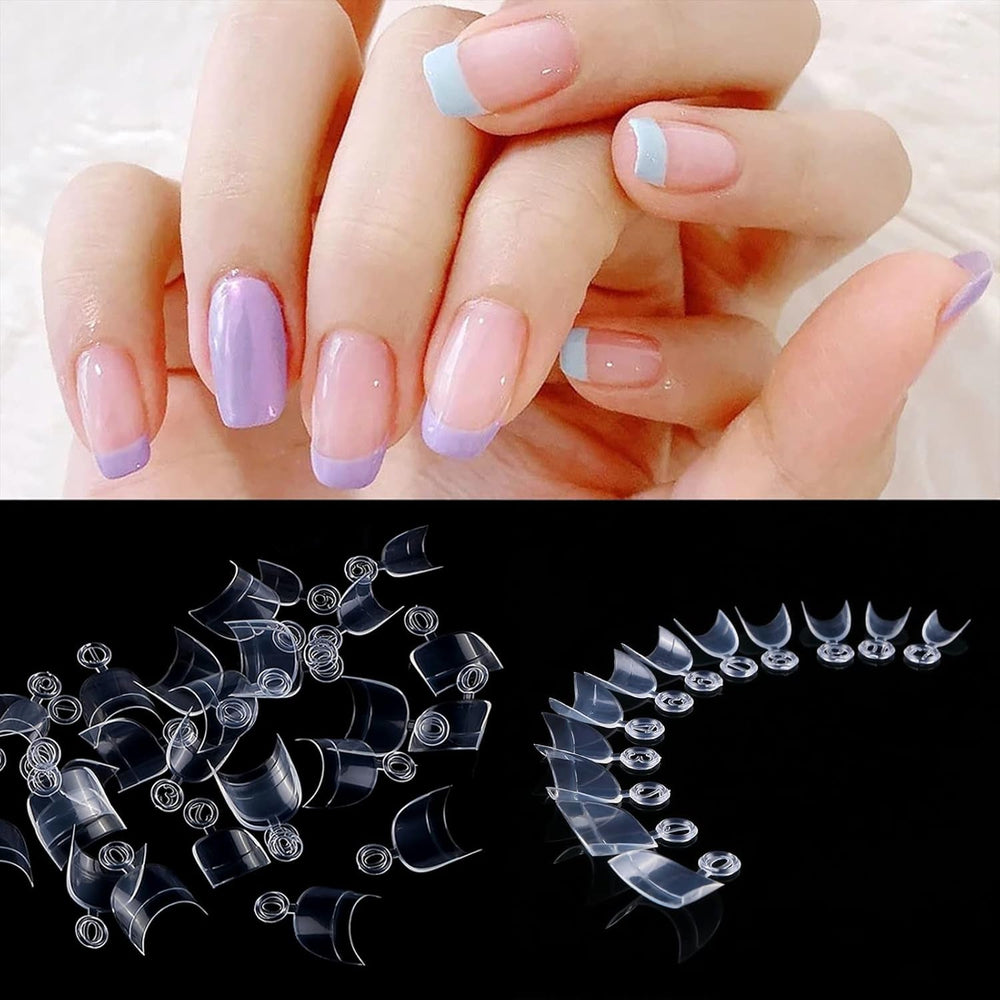 600 pièces ovales courts ongles artificiels 12 tailles demi-couverture acrylique faux ongles conseils ongles artificiels pour manucure femmes salon bricolage (transparent)