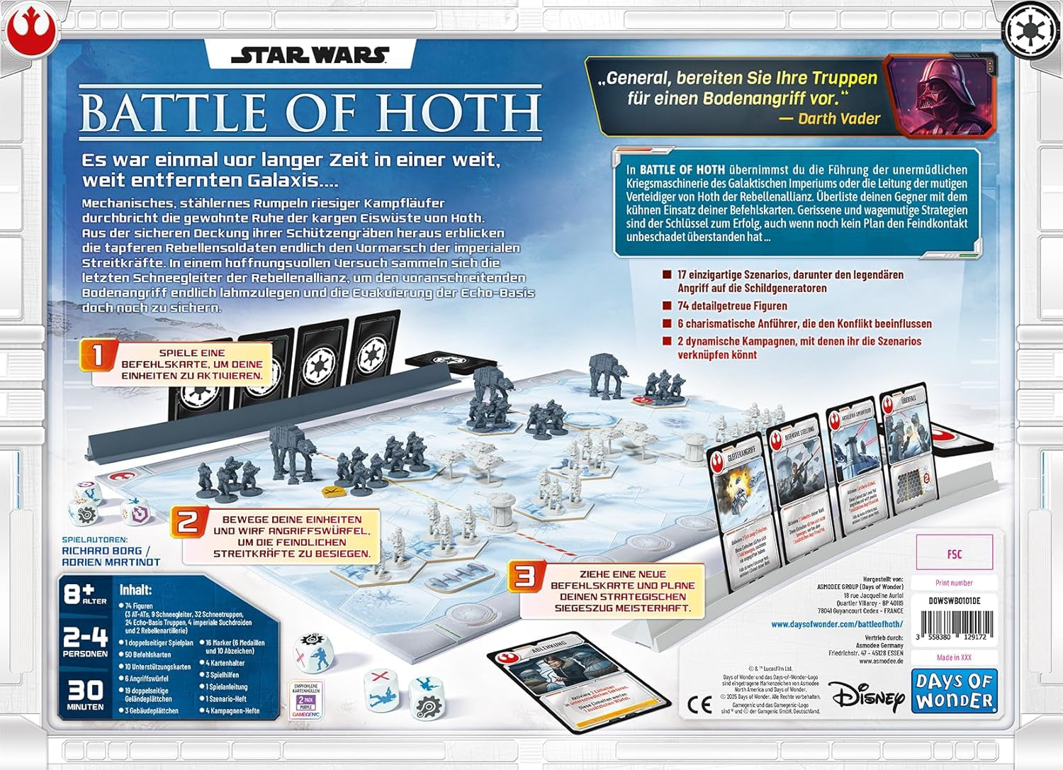 Days of Wonder, Star Wars Battle of Hoth – Jeu de plateau stratégique pour 2 à 4 joueurs à partir de 8 ans – avec 74 figurines et 17 scénarios – Empire vs. Rebels – Jeu pour famille et experts