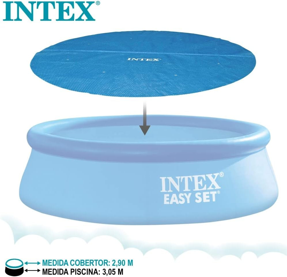 Bâche solaire pour piscine Intex Easy and Frame 305 cm de largeur, épaisseur de 120 microns, taille fabriquée : env. 290 cm, 28011 Bleu