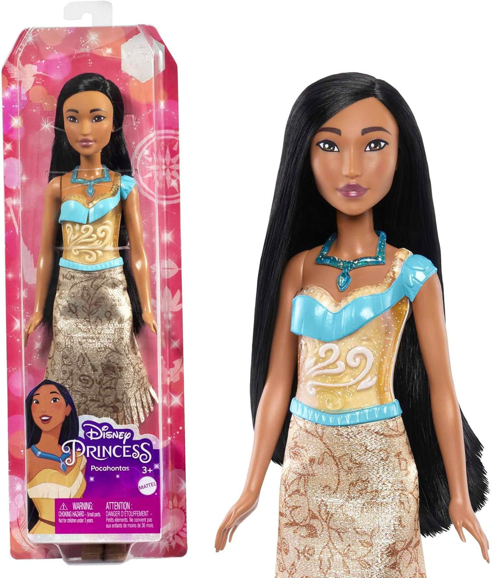 Mattel DISNEY Princesse Aurore - Poupée avec tenue typique, chaussures et diadème amovibles, haut scintillant et jupe amovible à motifs, cheveux longs à coiffer, HLW09 Naty Shop Pocahontas Dolls
