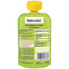 Bananes kiwi au quetschie aux pommes (6 x 120g), sans sucre ajouté, sans gluten, idéal pour les repas et les collations individuelles