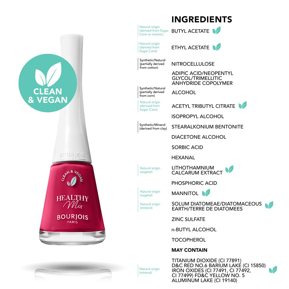 Bourjois - Vernis à Ongles Healthy Mix Clean – 300 GRENAT'DDICTIVE