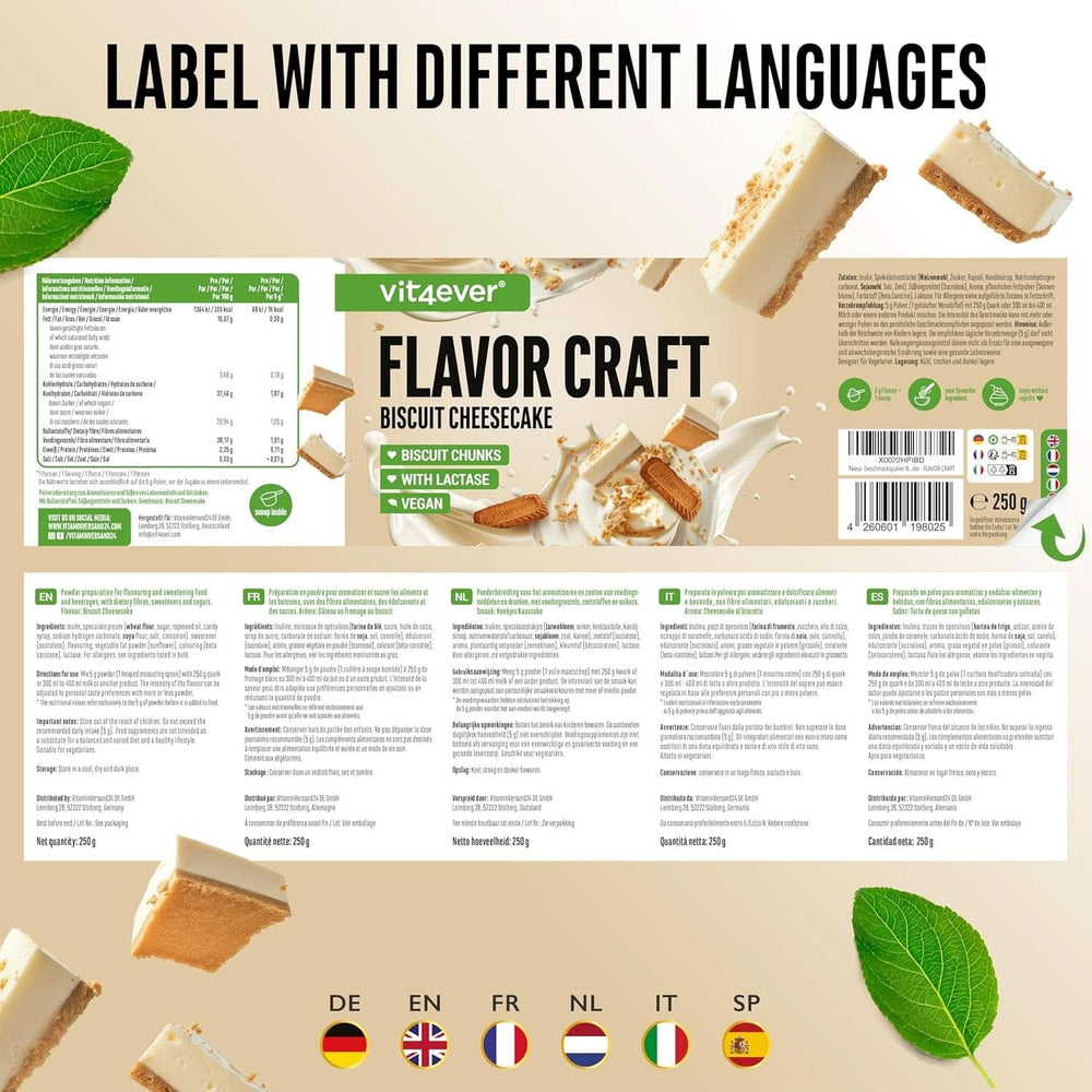 Poudre d'arôme Biscuit Chessecake avec beaucoup de morceaux - 250 grammes Naty Shop Flavors