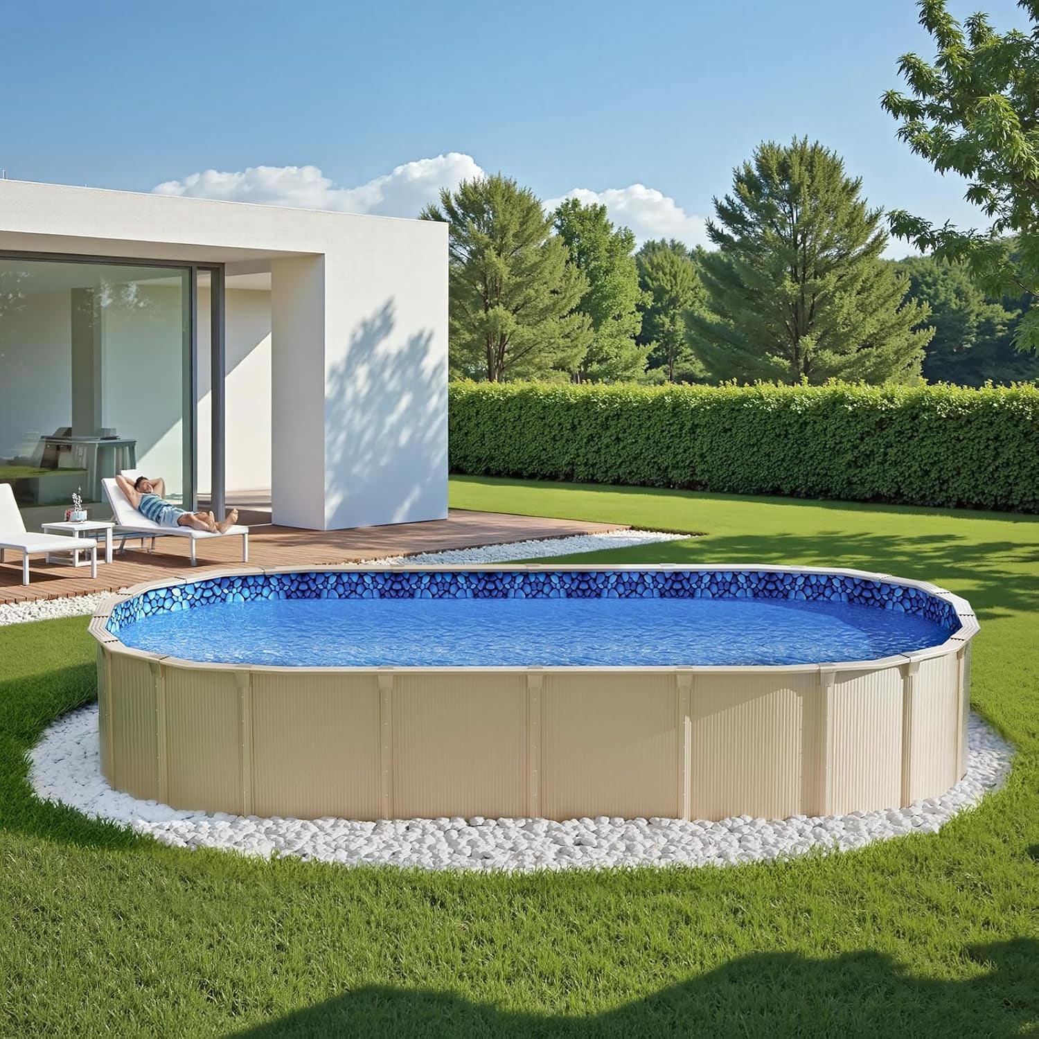 Căptușeală ovală pentru piscină VEVOR, 732x366x147cm, căptușeală interioară, căptușeală de schimb, căptușeală pentru piscină, căptușeală din vinil suprapusă, dimensiune standard, rezistentă la uzură, pentru piscine supraterane cu pereți înalți de 137cm