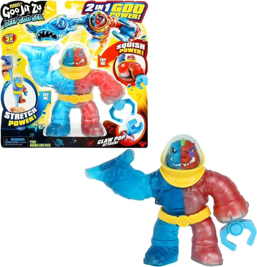 Heroes of GOO JIT To Deep GOO Sea - Figurine Tyro de 16,5 cm de haut avec puissance Slime 2 en 1 ; Figurines d'action super extensibles et extensibles Naty Shop Tyro