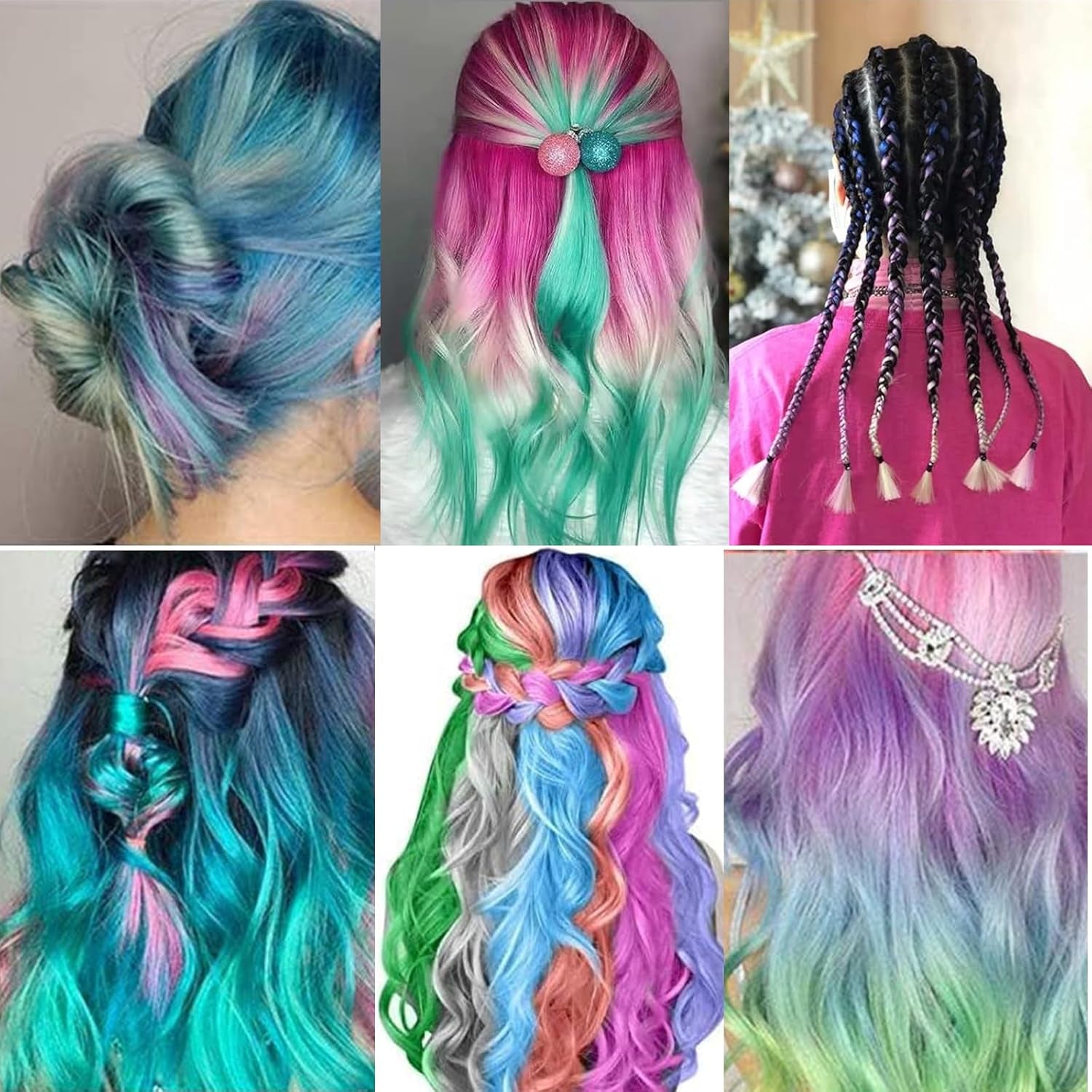 Craie à cheveux pour filles, 8 pièces de craie à cheveux lavable pour enfants, couleur de cheveux brillante temporaire portable non collante, teinture pour cheveux en spray pour enfants, Noël, fête d'anniversaire Naty Shop