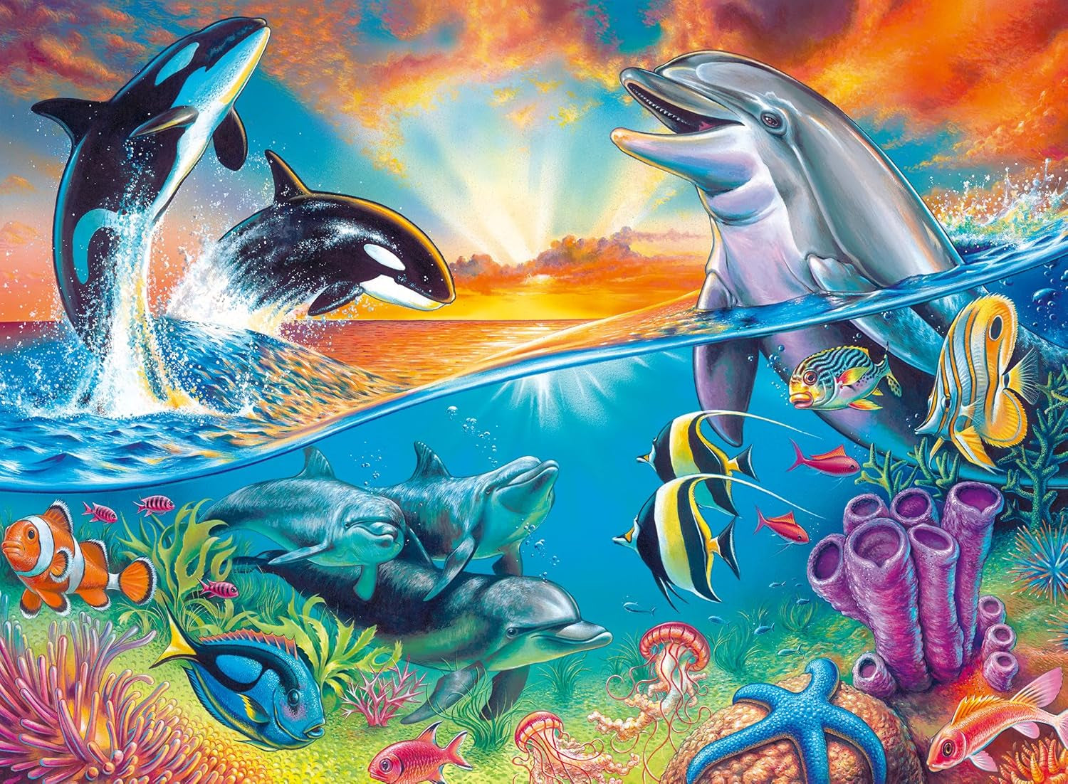 Ravensburger puzzle pentru copii - 12900 Ocean dwellers - Puzzle subacvatic pentru copii cu vârsta de peste 8 ani, cu 200 de piese în format XXL Puzzle Naty Shop