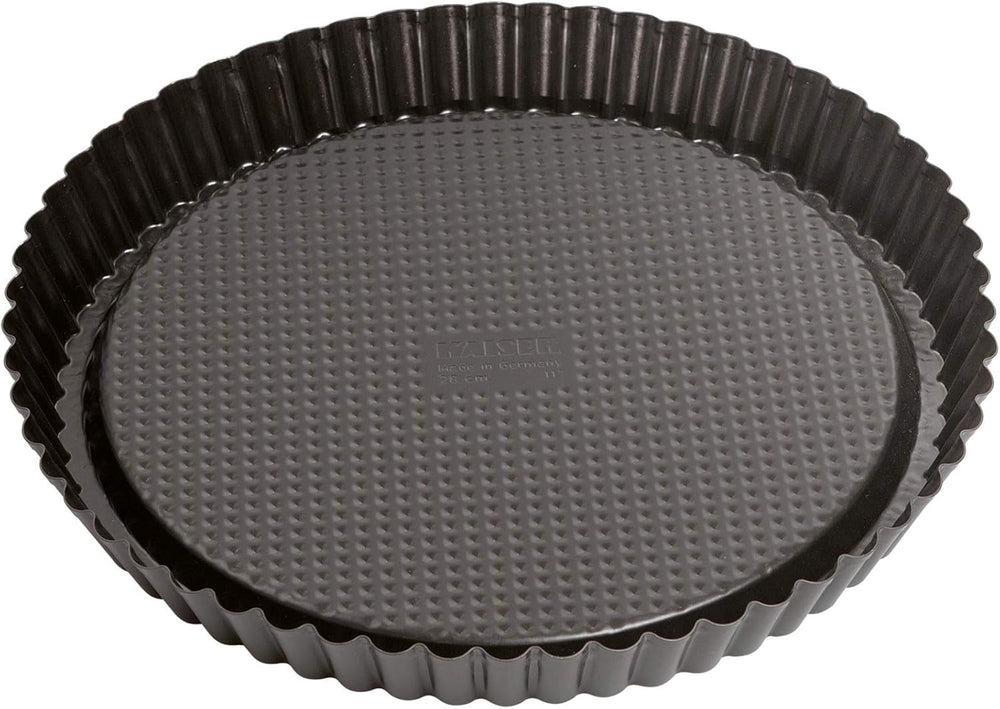ORIGINAL KAISER Classic Obstbodenform 28 Cm, Obstkuchenform, Gleichmäßige Bräunung & Classic Mini Torteletts 6 Stück, Tartelette Förmchen 10 Cm, Tarteform Klein, Tortelettförmchen Antihaftbeschichte Moules et plaques de cuisson Naty Shop