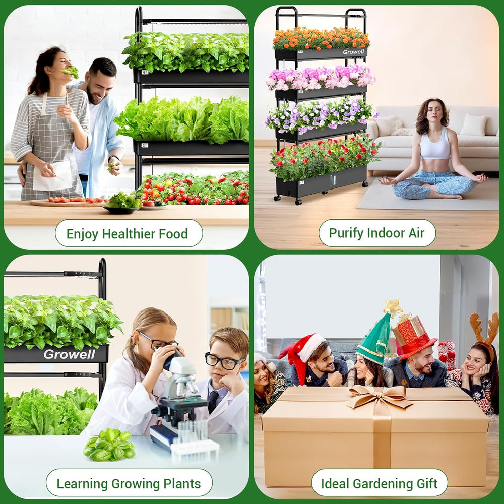 Grand kit de système de culture hydroponique 120 capsules Jardin hydroponique vertical avec 2 modes d'éclairage Système de circulation d'eau automatique 48 L Système de jardinage d'herbes d'intérieur