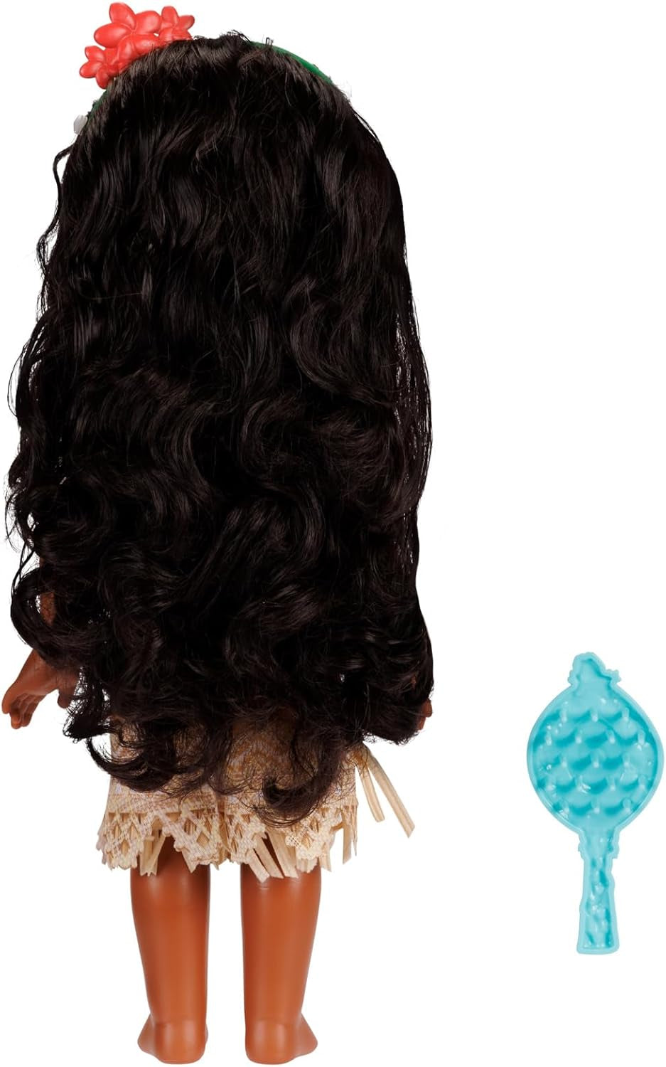 Poupée Disney Princess Moana de 35 cm, yeux réfléchissants à paillettes, articulations mobiles, tenue détachable, pince à fleurs, cheveux longs, pour filles à partir de 3 ans