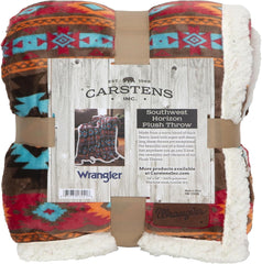 CARSTENS, INC. Couverture Wrangler Ultra Premium, super douce, polaire Sherpa, surdimensionnée, 137,2 x 172,7 cm, lits et couvertures Southwest Horizon Carstens, Inc. Horizon sud-ouest