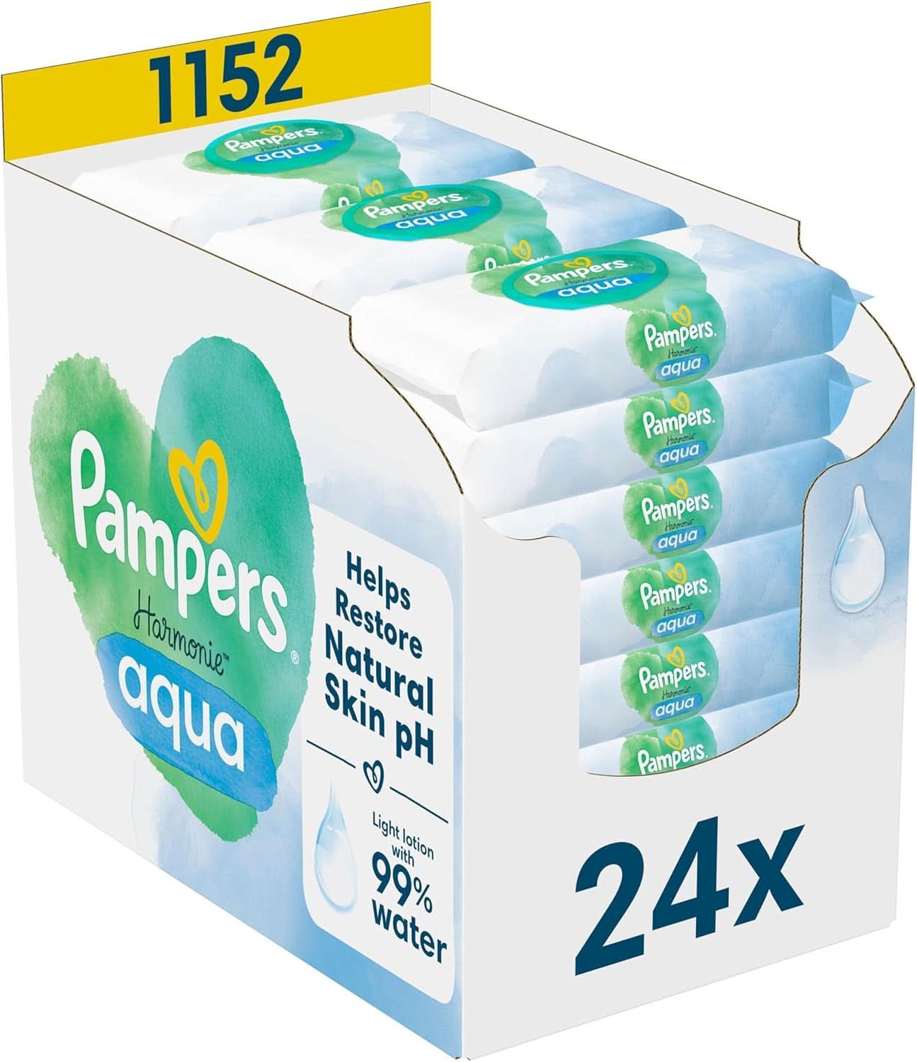 Pampers Harmonie New Baby Feuchttücher 24 Packungen Mit Jewelils 46 Feuchttüchern - 1104 Feuchttücher, Die Helfen, Den Naturichen Ph-Wert Der Haut Wiederherzustellen Naty Shop 48 Stück (24Er Pack) Neu