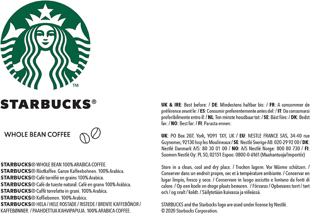 STARBUCKS Espresso Roast, Dark Roast, boabe de cafea întregi Cafea Naty Shop