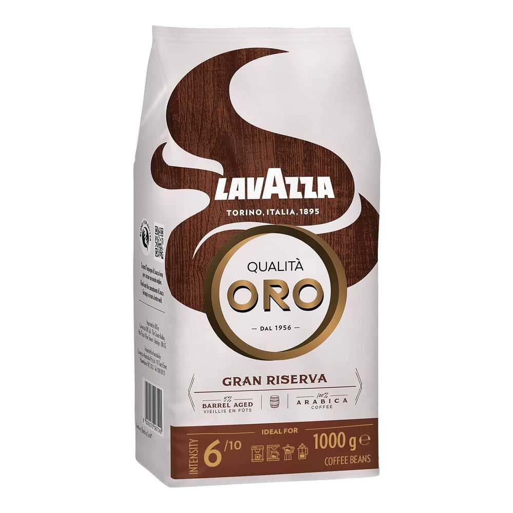 Café en grains Lavazza, Crema E Aroma, Arabica et Robusta, idéal pour machines à expresso Cafea Naty Shop 1 Kg Qualità Oro - Gran Riserva