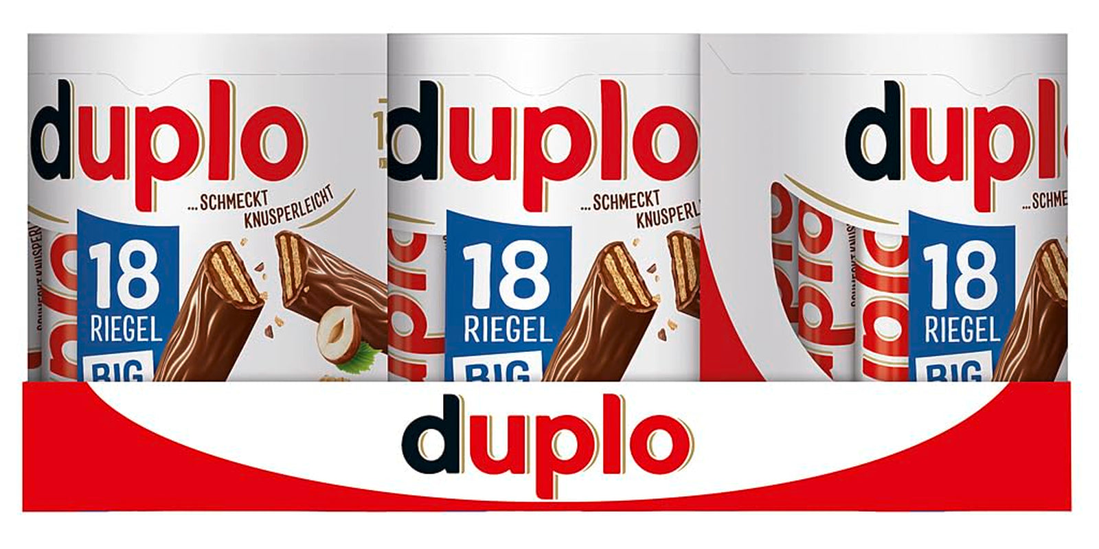 Ferrero duplo Large Pack - Barres de chocolat avec crème de nougat fine, gaufrette croquante et chocolat au lait fin - Bonbons Carnaval et Mardi Gras - 15 paquets de 18 barres emballées individuellement