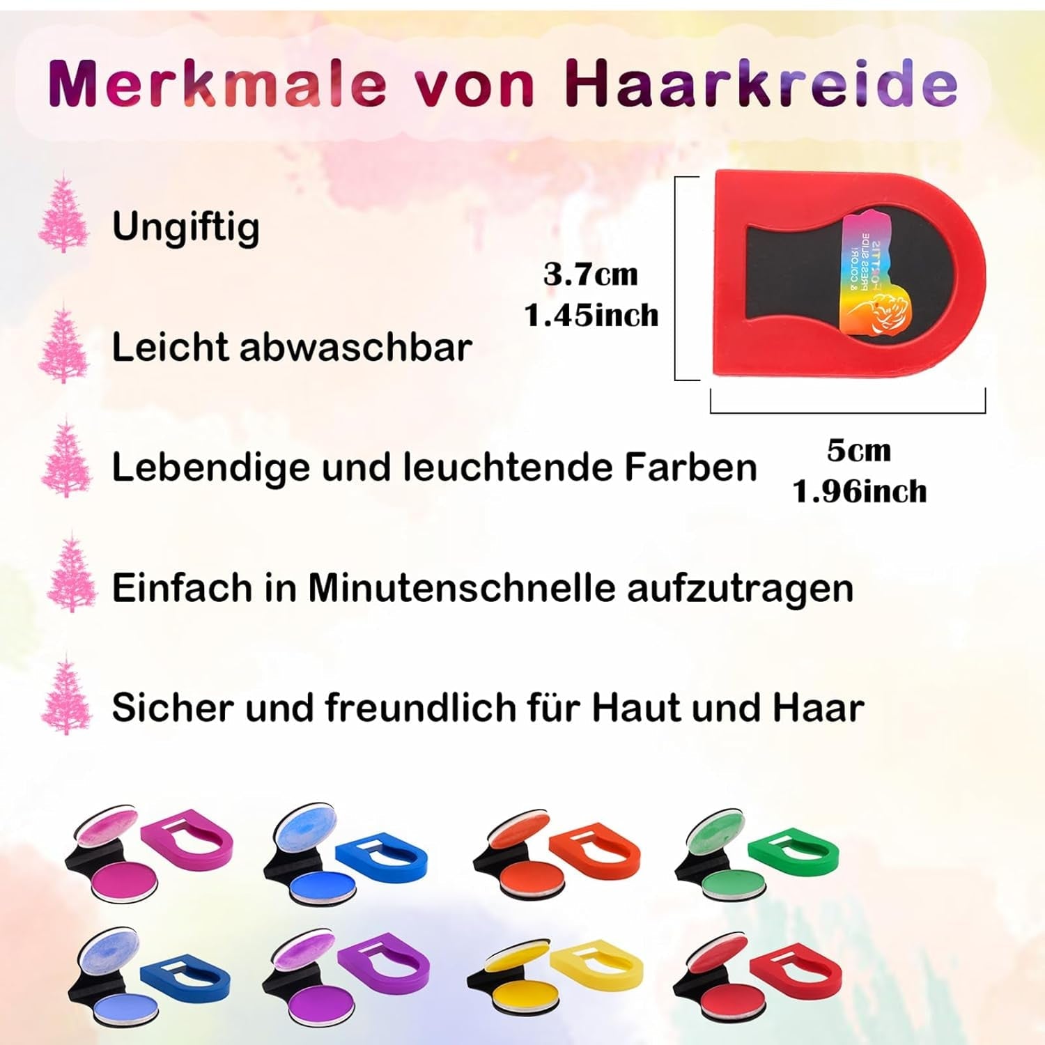 Craie à cheveux pour filles, 8 pièces de craie à cheveux lavable pour enfants, couleur de cheveux brillante temporaire portable non collante, teinture pour cheveux en spray pour enfants, Noël, fête d'anniversaire Naty Shop