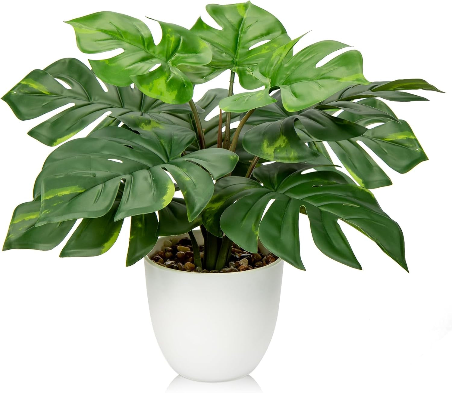 Hollyone Kunstpflanze Klein, 28 Cm Philodendron Pflanze Künstlich Mit Topf, Kunstpflanzen Wie Echt, Gefälschte Pflanze Für Badezimmer Deko Wohnzimmer Schlafzimmer Tischdeko