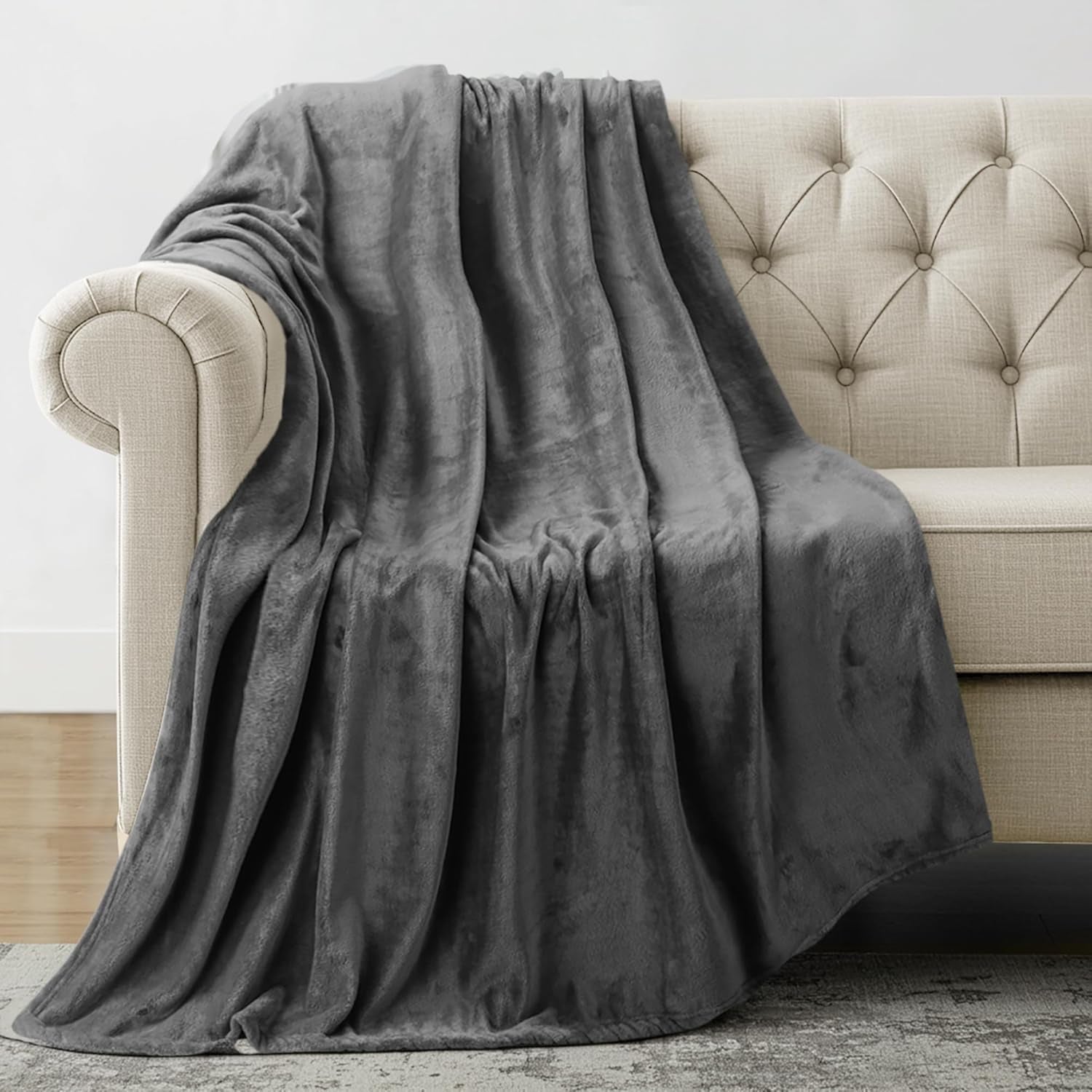 Utopia Bedding Housse de couette en polaire [228 x 228 cm, gris] Weiche, Leichte, Warme Flauschige Decke Kuschelige Und Atmungsaktive Decken Für Bett Sofa Couch