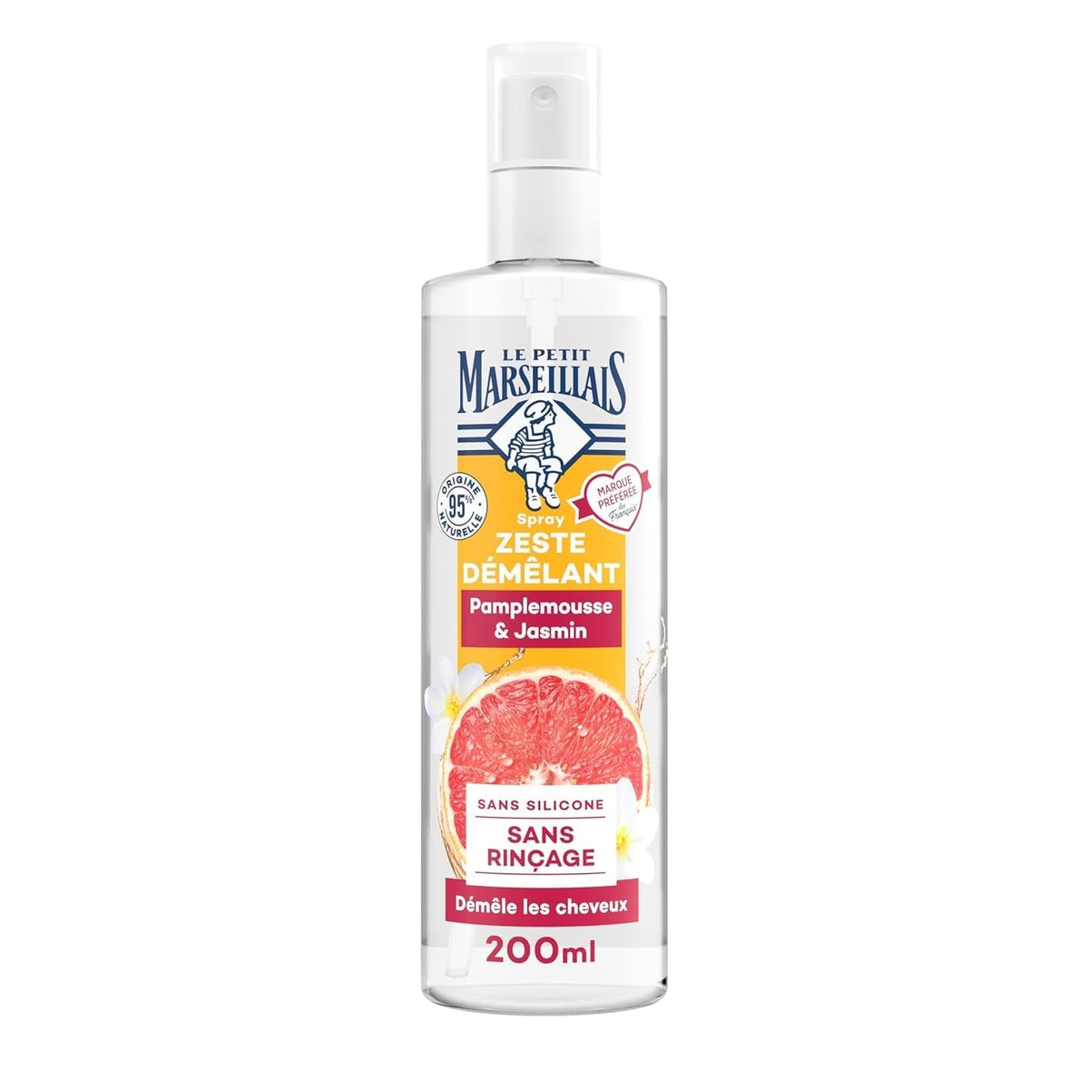 Le Petit Marseillais | Spray Démêlant Pamplemousse Jasmin (Flacon 200 ml) - Soin Démêlant sans rinçage - Produits Démêlants 95% Naturels et Sans Silicone Naty Shop Default Title
