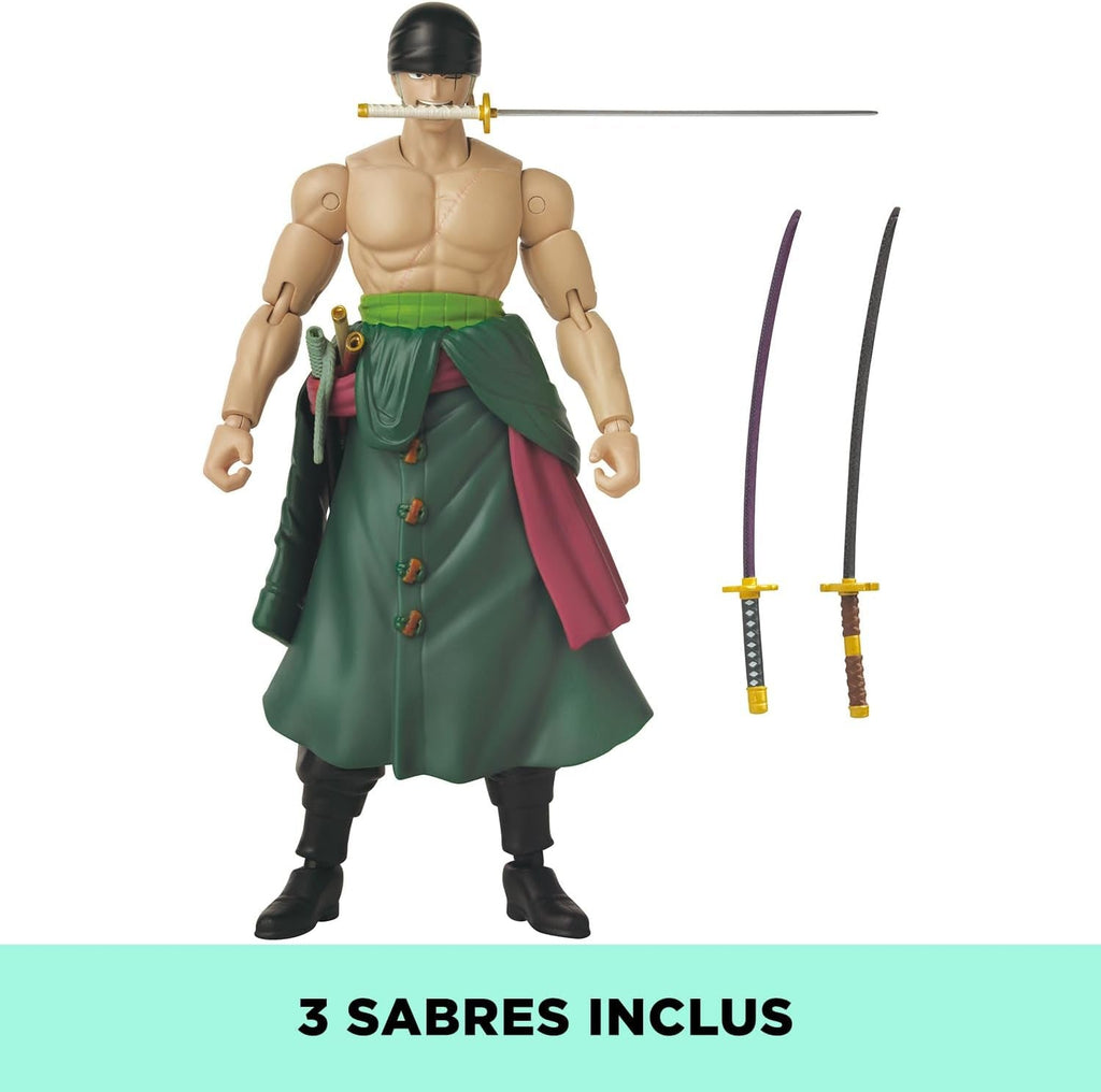 Bandai - Anime Heroes - One Piece Figure - Lorenor Zorro 17 Cm Three Sword Style - Licența oficială One Piece - Movable Manga Figure Zorro 3 Swords - Toy For Children From 4 Years - 37052 Action figures Naty Shop