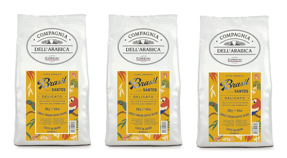 Caffè Corsini - Café en grains 3 X 250 grammes, Compagnia Dell'Arabica, différentes saveurs, origine unique, total 750G Café Naty Shop Brésil Café en grains