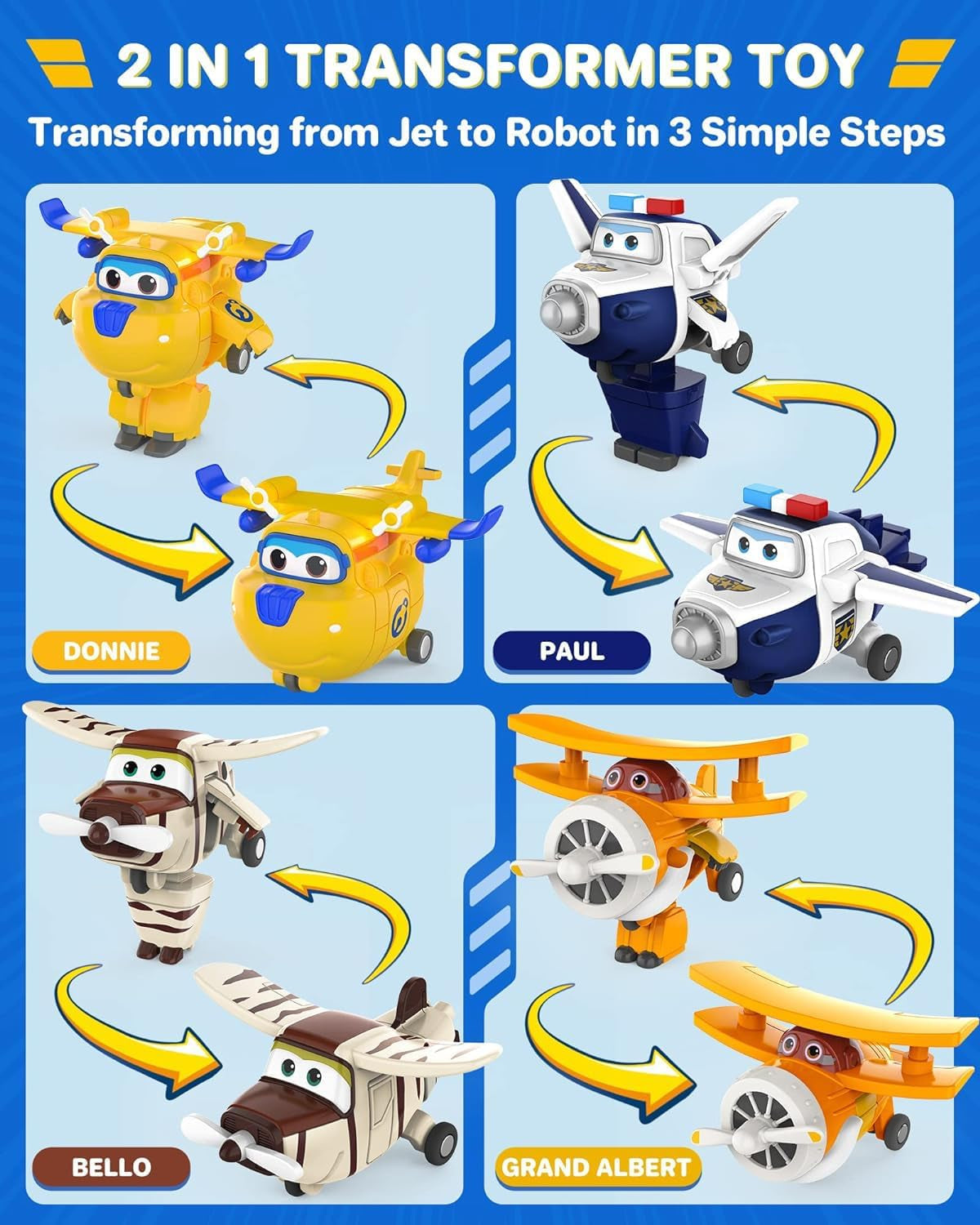 Super Wings Transform-A-Bots World Airport Crew - Série 1 - Pack collector Crew - 15 figurines - Figurines 2" Naty Shop