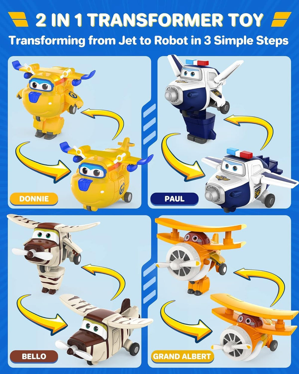 Super Wings Transform-A-Bots World Airport Crew - Série 1 - Pack collector Crew - 15 figurines - Figurines 2" Naty Shop