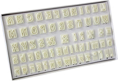 106M001 Jem Moules à Biscuits Alphabet pour Décoration de Gâteaux et Gâteaux au Sucre, Assortiment de Plastique, Ivoire, 2 x 2 x 2 cm, Lot de 64