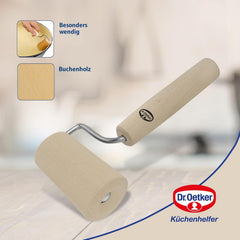 Sucitor din lemn Dr. Oetker – Sucitor din lemn de fag de înaltă calitate – Perfect pentru forme rotunde și pătrate – aprox. 18 x 7 cm, diametru rolă aprox. 4,5 cm