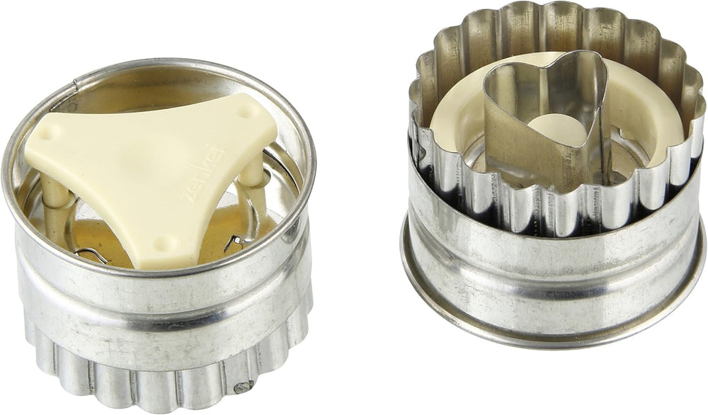 Zenker PATISSERIE Moules à Biscuits pour Biscuits et Biscuits, Moules à Biscuits Motif Linzer, Quantité: 1 x Ensemble de Moules à Biscuits, 4 Pièces, Argent