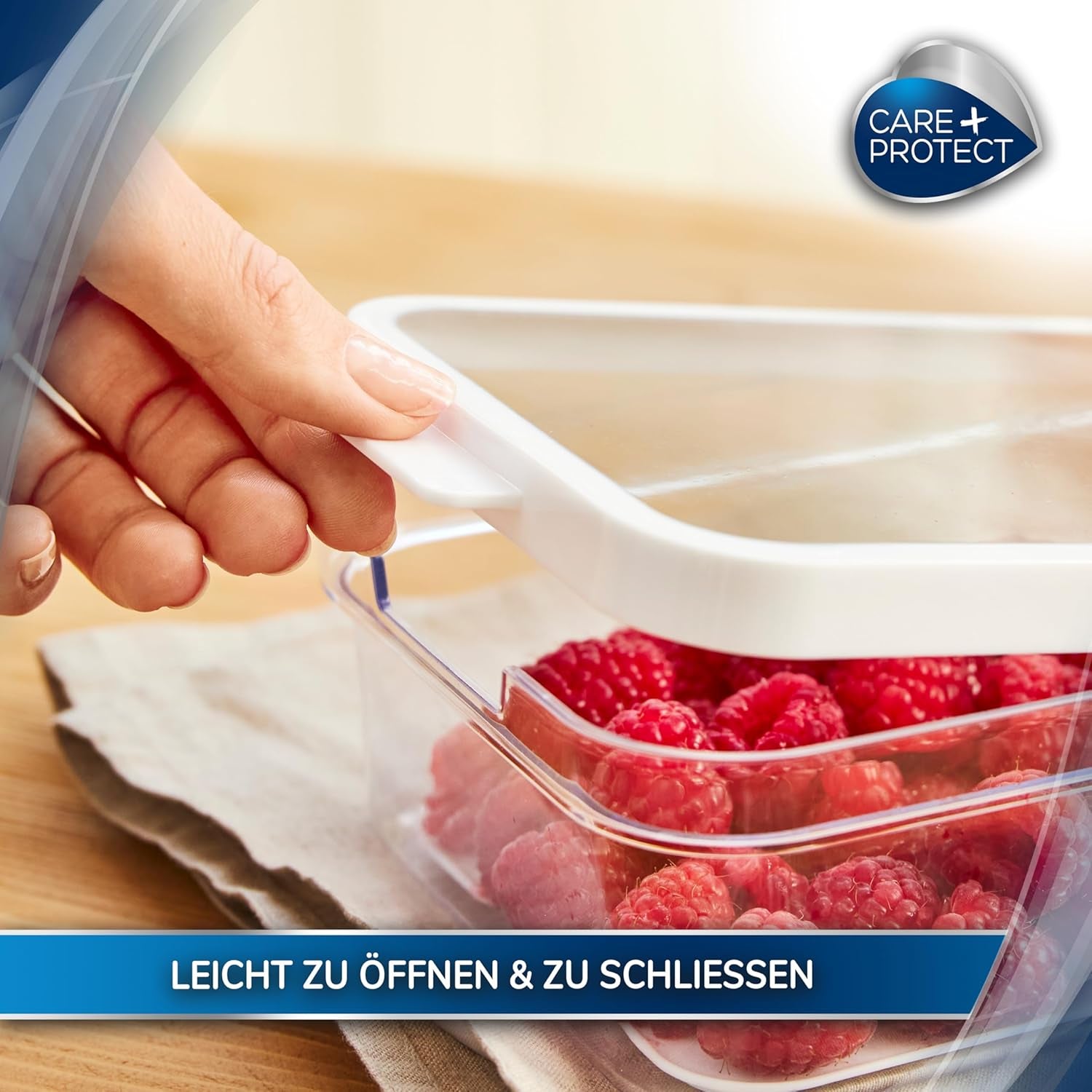 CARE + PROTECT Récipient alimentaire intelligent, parfaitement empilable, organisateur de réfrigérateur, protège les aliments de l'humidité, garde les aliments frais plus longtemps, 2,15 l Boîtes de conservation alimentaire Naty Shop