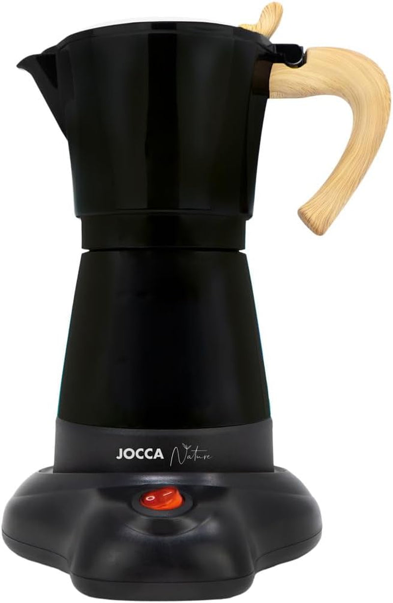 Jocca cafetière électrique italienne en aluminium 6 tasses cafetière manuelle Portable avec poignée en bois Style moka noir