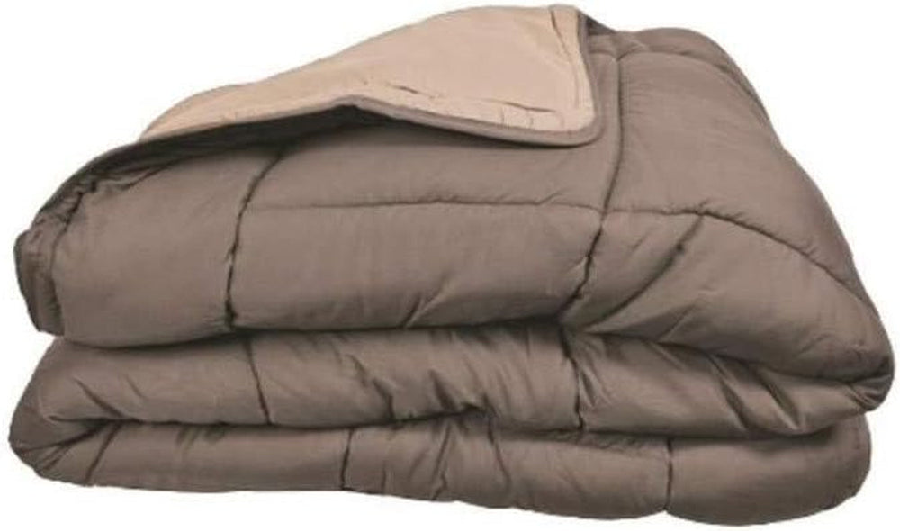 Poyet Motte Couette lavable avec housse fixe - 140X200 Cm - Bleu pétrole/beige mastic Couettes et couettes Naty Shop Taupe/lin 200X200X1 Cm